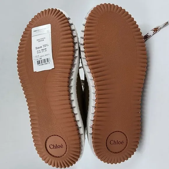 Chloé Lilli Ankle Booties Women's 7 Hot Sand Lace Up D-ring Hardware At Laces - Picture 15 of 15